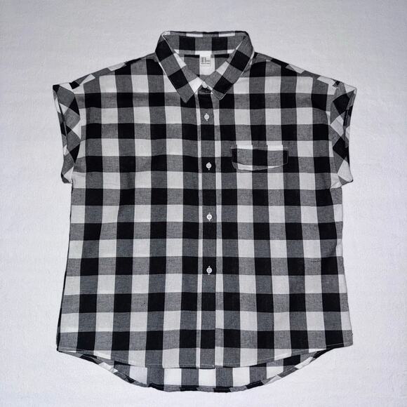 Source Unknown Tops - Checkered Collared Casual Short Sleeve Shirt